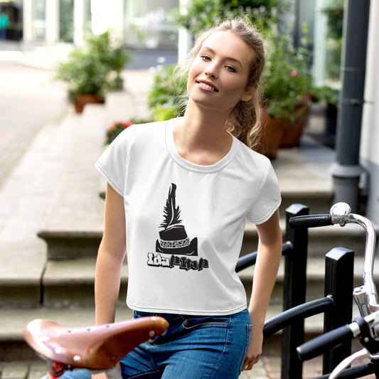 IdaPimp Women’s All-Over Print Crop Tee - White