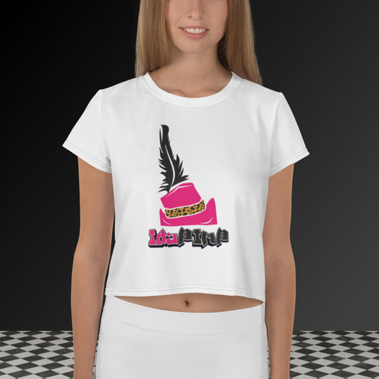 IdaPimp Women’s All-Over Print Crop Tee - Pink